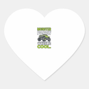 Monster Papaw Wheelie Cool Funny Monster Truck Des Heart Sticker