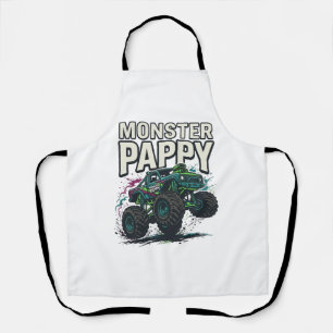 Monster Pappy Monster Truck Vintage Vector Design_ Apron