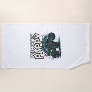 Monster Pappy Monster Truck Vintage Vector Design_ Beach Towel