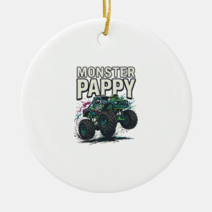 Monster Pappy Monster Truck Vintage Vector Design_ Ceramic Ornament