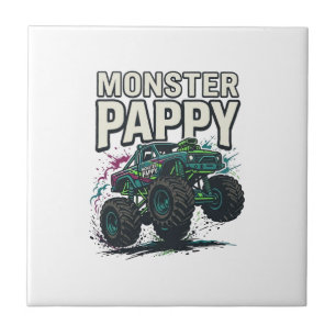 Monster Pappy Monster Truck Vintage Vector Design_ Tile