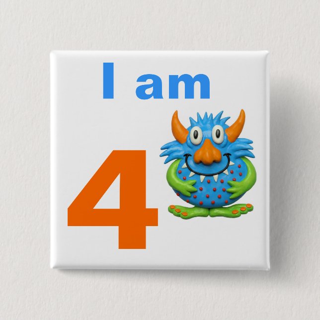 Monster Party 2 Inch Square Button (Front)