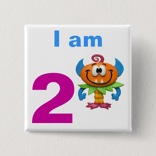 Monster Party 2 Inch Square Button (Front)