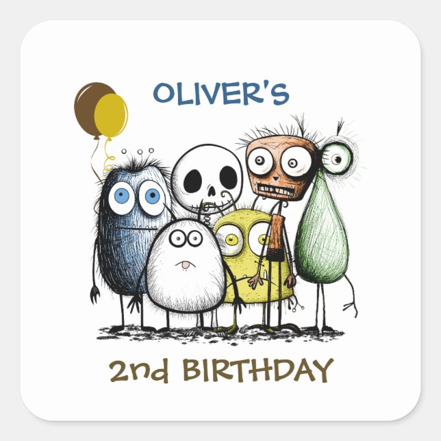 Monster Party Childrens Invitation Envelope Seal (Front)