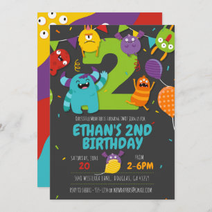 Monster Party Invitation, Monster Boy Invitation