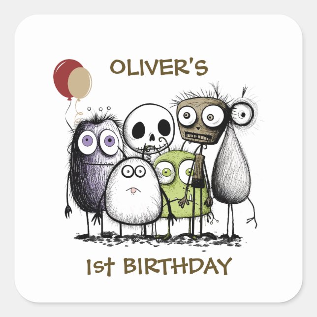 Monster Party Kids Invitation Envelope Seal (Front)