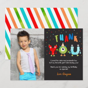 Monster Photo Birthday Party Thank You Cards