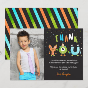 Monster Photo Birthday Party Thank You Cards