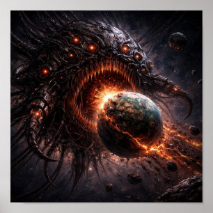 Monster Planet Eating A Doomed World Poster