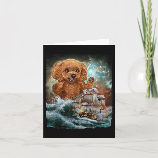 Monster Poodle Dog As Kraken Attack A War Ship At  Card (Front)