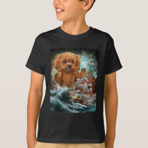 Monster Poodle Dog As Kraken Attack A War Ship At T-Shirt