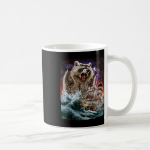 Monster Raccoon As Kraken Attack A War Ship At Hig Coffee Mug