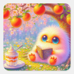 Monster Reader Square Sticker