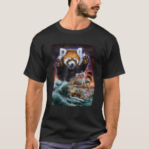 Monster Red Panda as Kraken Attack a War Ship at H T-Shirt