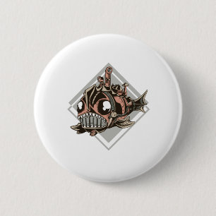 Monster Robotic Fish Gift For Sea Monster Lovers 2 Inch Round Button