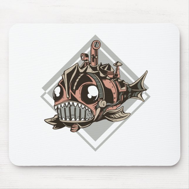 Monster Robotic Fish Gift For Sea Monster Lovers Mouse Pad (Front)