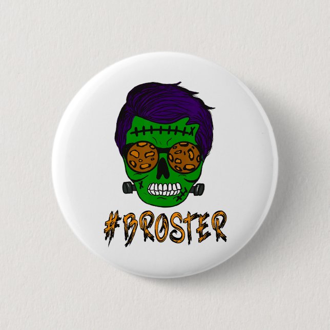 Monster Skull Broster Brother Halloween Matching F 2 Inch Round Button (Front)