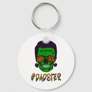 Monster Skull Dadster Dad Life Halloween Matching Keychain