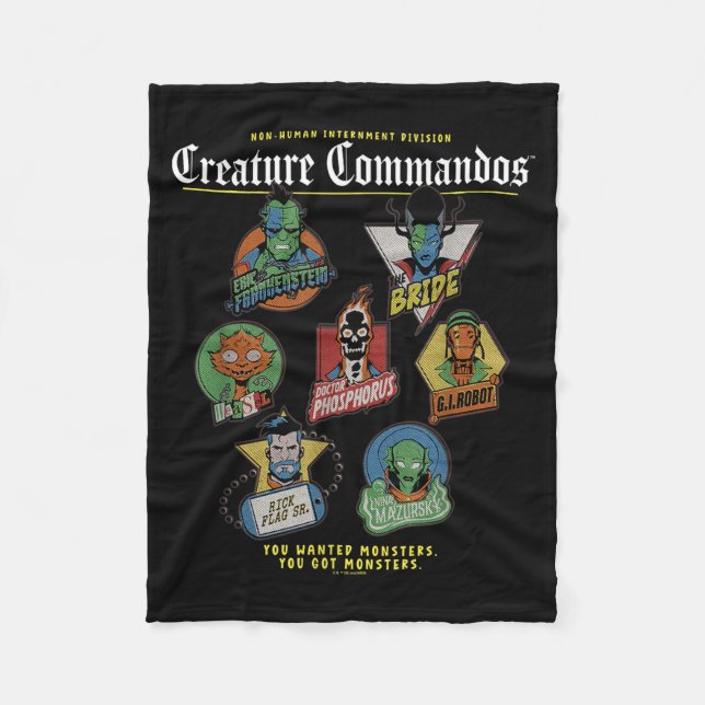 Monster Squad Badges Design Fleece Blanket (Front)