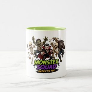 Monster Squad Halloween Characters Fun Design Two-Tone Coffee Mug