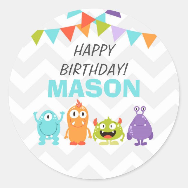 Monster Sticker Cupcake Topper Envelope Seal (Front)