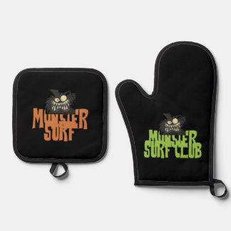 Monster Surf/Club oven mitts & pot holders Oven Mitt & Pot Holder Set