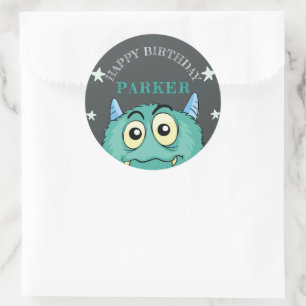 Monster Theme Birthday Party Personalized Classic Round Sticker