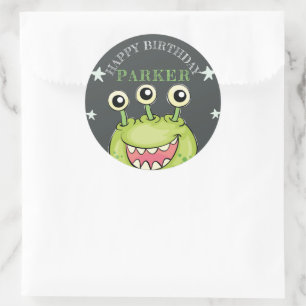 Monster Theme Birthday Party Personalized Classic Round Sticker