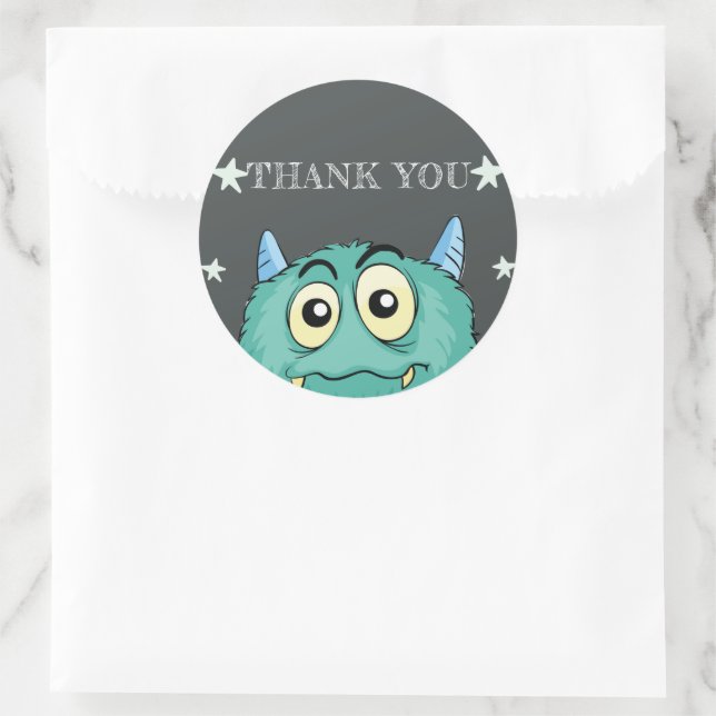 Monster Theme Birthday Party Thank you Classic Round Sticker (Bag)