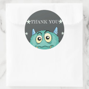 Monster Theme Birthday Party Thank you Classic Round Sticker