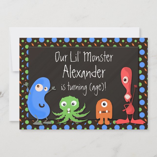 Monster Thème III Invitations de fête d'anniversai (Devant)