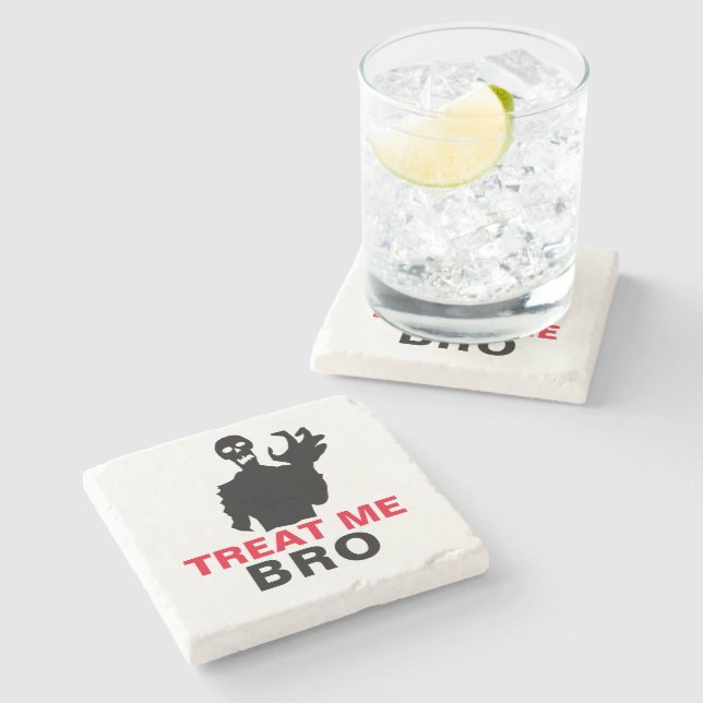 Monster Treat Me Bro funny Halloween customizable Stone Coaster (Side)