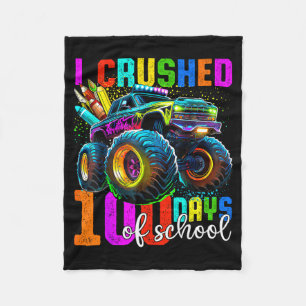 Monster Truck 100th Day Of School Boys 100 Days Of Fleece Blanket