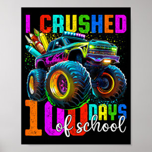 Monster Truck 100th Day Of School Boys 100 Days Of Poster