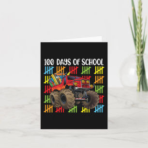 Monster Truck 100th Day Of School Boys Kids  Card