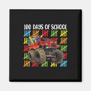 Monster Truck 100th Day Of School Boys Kids  Magnet