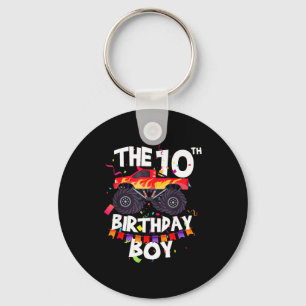 Monster Truck 10th Birthday Boy Funny 10 Years Old Keychain