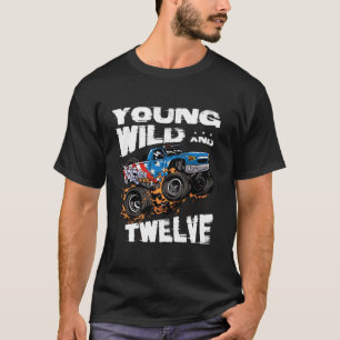 Monster Truck 12th Birthday Boy Party Young Wild T T-Shirt