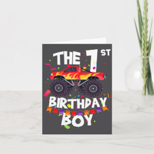 Monster Truck 1st Birthday Boy Funny 1 Years Old B Card