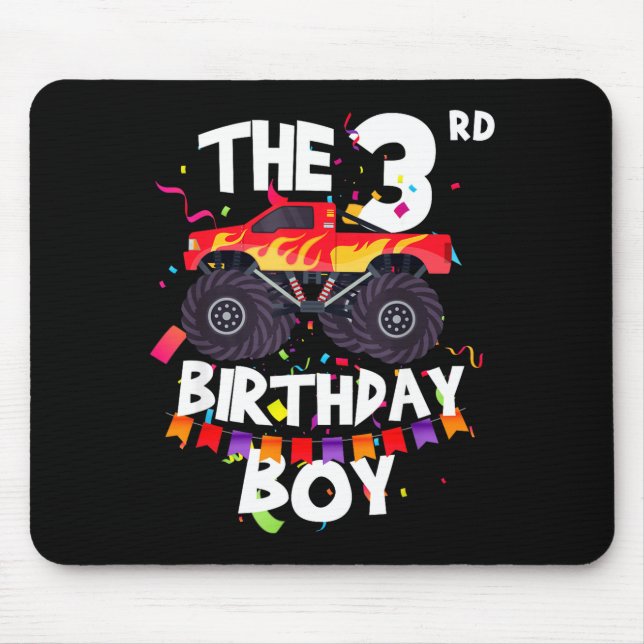 Monster Truck 3rd Birthday Boy Funny 3 Years Old B Mouse Pad (Front)