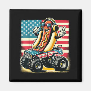 Monster Truck 4th Of July Hotdog Peace Sign Magnet