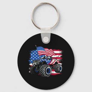Monster Truck 4th Of July Shirt Boys American Flag Keychain