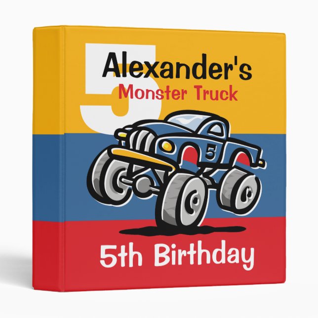 Monster Truck 5th Birthday Binder (Front/Spine)