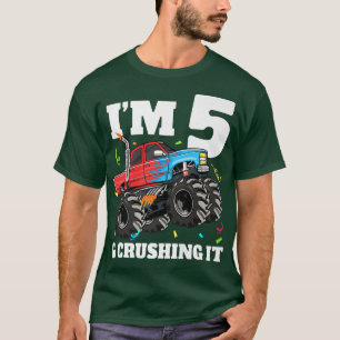 Monster Truck 5th Birthday Boy 5 Five Year Old  T-Shirt