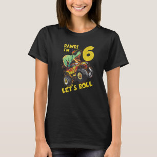 Monster Truck 6th Birthday Boy Dinosaur 6 Year Old T-Shirt