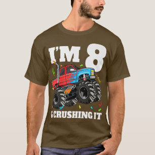 Monster Truck 8th Birthday Boy 8 Eight Year Old  T-Shirt