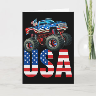 Monster Truck American Flag July 4th Usa Racing Fo Card