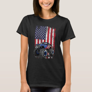 Monster Truck American Flag Patriotic 4th Of July  T-Shirt