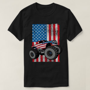 Monster Truck American Flag Patriotic 4th of July T-Shirt