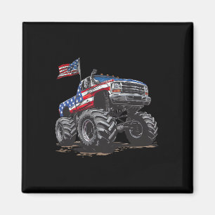 Monster Truck American Flag Toddler Boys 4th Of Ju Magnet
